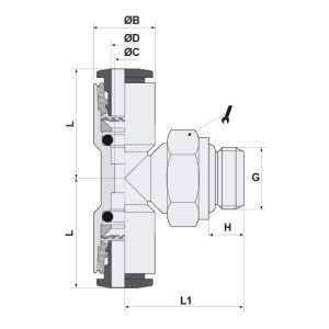 SWIVEL MALE STUD TEE PARALLEL Ø8 - G1/8