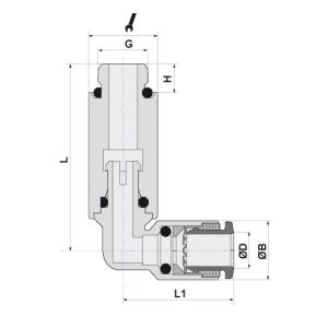 SWIVEL LONGER ELBOW MALE ADAPTOR PARALLEL D.6 1/4