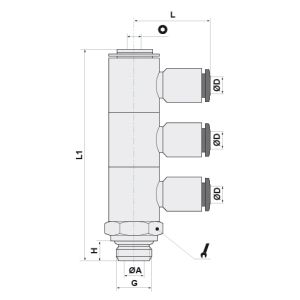 SWIVEL TRIPLE BANJO STEM Ø10 - G1/4