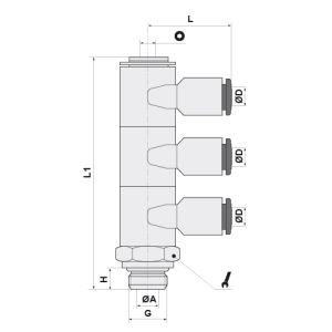 TRIPLE BRANCH UNIVERSAL MALE ELBOW Ø8 - G1/4